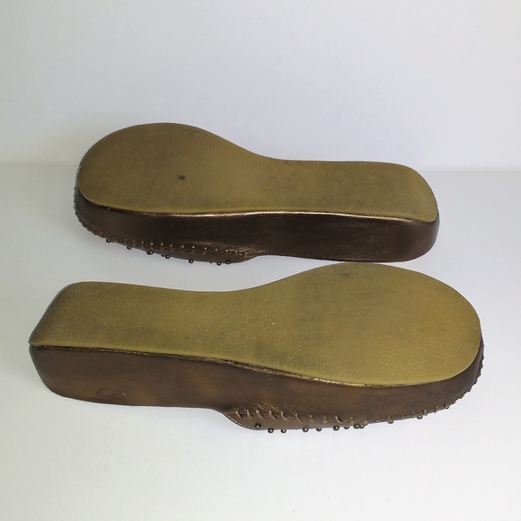*Tribeca Check Point bronze leather wedges 8M - Picture 6 of 8